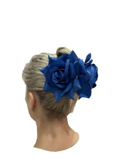 antiqua風　vintage調　手染めローズヘアークリップ ピンクローズブルーヘアクリップ | FlamencoExport